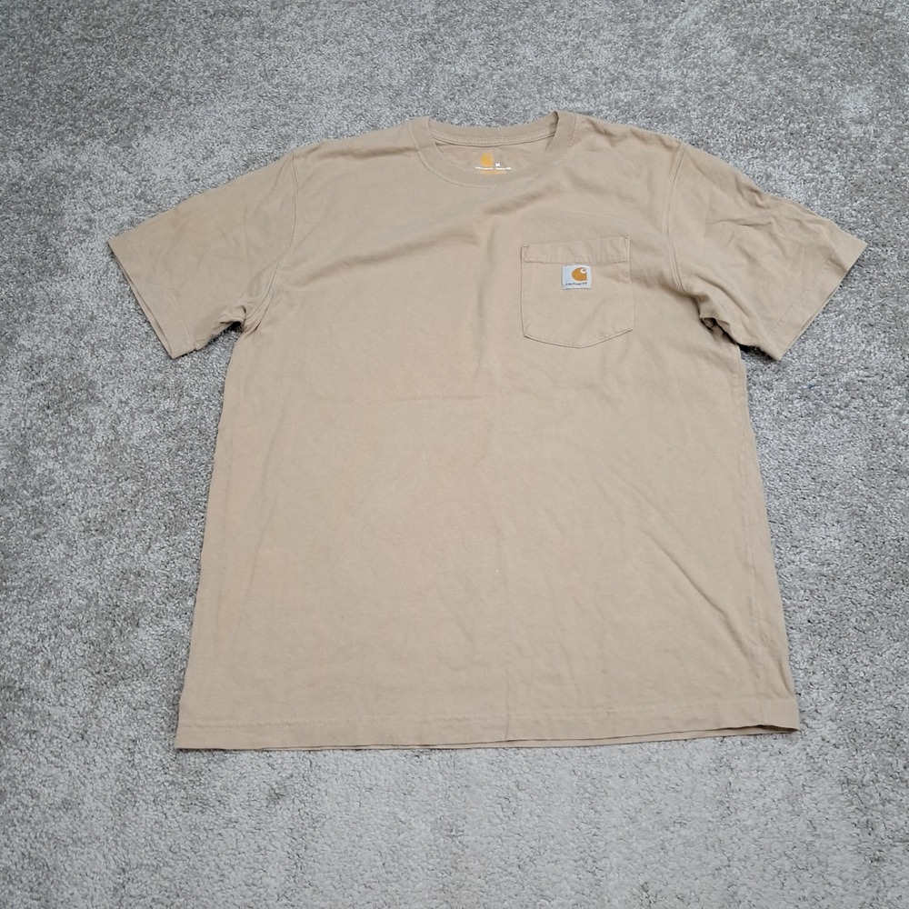 Carhartt K87 Mens Original Fit Workwear Pocket T-Shirt Tan Khaki Brown Size M